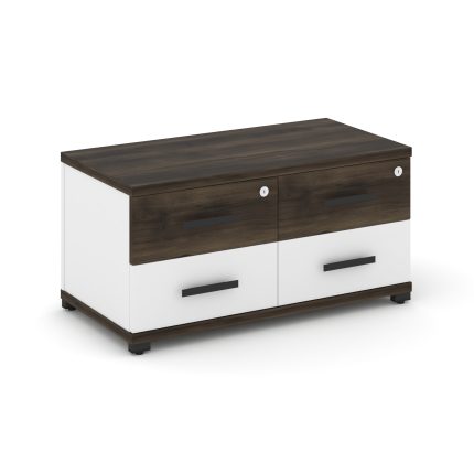 Concept Тумба приставная широкая 4 ящ. CN.TSP-001 B Дуб Мали/Белый Бриллиант/Металл Черный 836*420*4