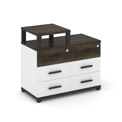 Concept Тумба приставная широкая 6 ящ. с надставкой узкой CN.TSP-008 B Дуб Мали/Белый Бриллиант/Мета