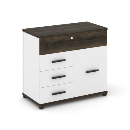 Concept Тумба приставная широкая 5 ящ.+1 распаш. фасад CN.TSP-016 B Дуб Мали/Белый Бриллиант/Металл