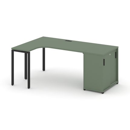 Concept Стол эргономичный с опорным шкафом-купе  CN.SA-218(L) B Кобо/Металл Черный 2000*1180*750