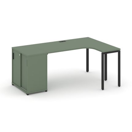 Concept Стол эргономичный с опорным шкафом-купе  CN.SA-217(R) B Кобо/Металл Черный 1800*1180*750