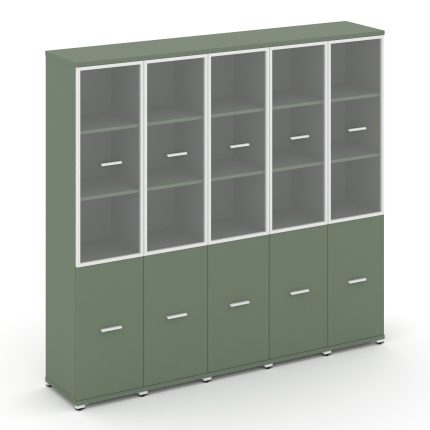 Concept Шкаф 5 узких секций, 5 ниш CN.STU-552 RPW W Кобо/Металл Белый/Прозрачный 2084*420*1922