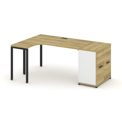 Concept Стол эргономичный с опорным распаш. шкафом CN.SA-209(L) B Дуб Винченцо/Белый Бриллиант/Метал