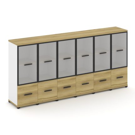 Concept Шкаф 6 узких секций, 3 ниши CN.STU-362 RMB B Дуб Винченцо/Белый Бриллиант/Металл Черный/Сати