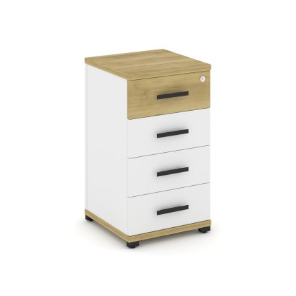 Concept Тумба опорная/приставная 4 ящ. CN.TUO-002 B Дуб Винченцо/Белый Бриллиант/Металл Черный 420*4