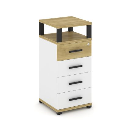 Concept Тумба опорная/приставная 4 ящ. с надставкой CN.TUO-003 B Дуб Винченцо/Белый Бриллиант/Металл