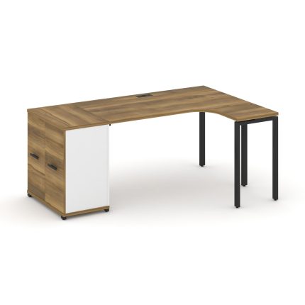 Concept Стол эргономичный с опорным распаш. шкафом CN.SA-209(R) B Сандал Янтарный/Белый Бриллиант/Ме