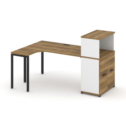 Concept Стол эргономичный с опорным распаш. шкафом с надставкой низ.  CN.SA-213(L) B Сандал Янтарный