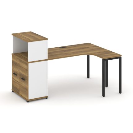 Concept Стол эргономичный с опорным распаш. шкафом с надставкой низ.  CN.SA-213(R) B Сандал Янтарный