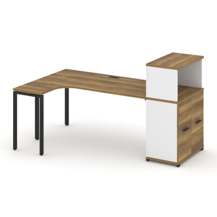 Concept Стол эргономичный с опорным распаш. шкафом с надставкой низ.  CN.SA-214(L) B Сандал Янтарный