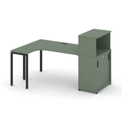 Concept Стол эргономичный с опорным шкафом-купе с надставкой низ.  CN.SA-219(L) B Кобо/Металл Черный