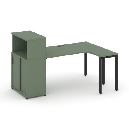 Concept Стол эргономичный с опорным шкафом-купе с надставкой низ.  CN.SA-220(R) B Кобо/Металл Черный