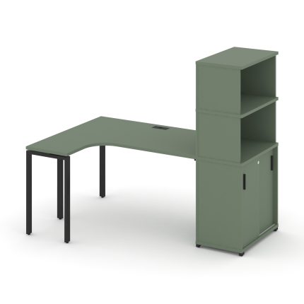 Concept Стол эргономичный с опорным шкафом-купе с надставкой выс.  CN.SA-221(L) B Кобо/Металл Черный