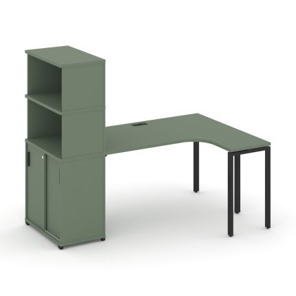 Concept Стол эргономичный с опорным шкафом-купе с надставкой выс.  CN.SA-222(R) B Кобо/Металл Черный