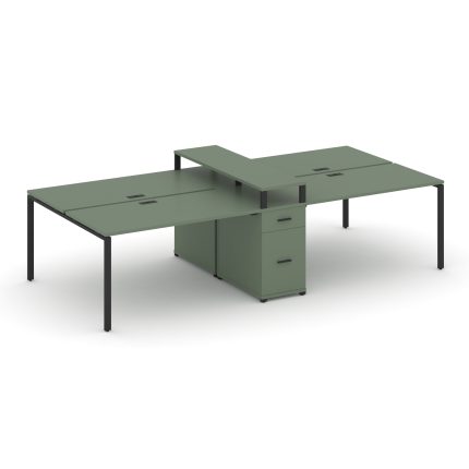 Concept Рабочая станция 4 места с 1 опорной тумбой CN.DRS-440 B Кобо/Металл Черный 3580*1480*917