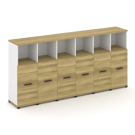 Concept Шкаф 6 узких секций, 3 ниши CN.STU-363 B Дуб Винченцо/Белый Бриллиант/Металл Черный 2500*420