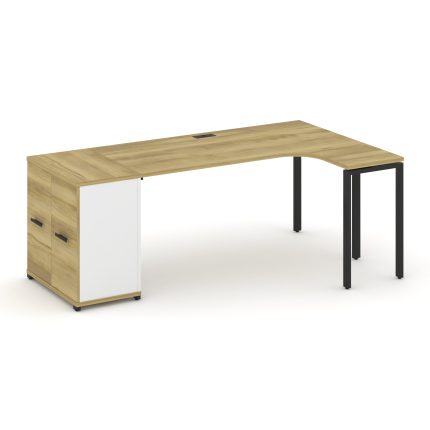 Concept Стол эргономичный с опорным распаш. шкафом CN.SA-210(R) B Дуб Винченцо/Белый Бриллиант/Метал
