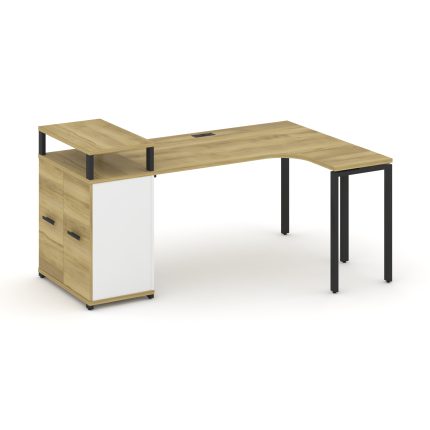 Concept Стол эргономичный с опорным распаш. шкафом с верх. горизонтом CN.SA-211(R) B Дуб Винченцо/Бе