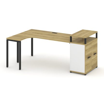 Concept Стол эргономичный с опорным распаш. шкафом с верх. горизонтом CN.SA-212(L) B Дуб Винченцо/Бе