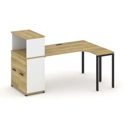 Concept Стол эргономичный с опорным распаш. шкафом с надставкой низ.  CN.SA-213(R) B Дуб Винченцо/Бе