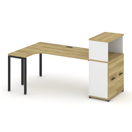 Concept Стол эргономичный с опорным распаш. шкафом с надставкой низ.  CN.SA-214(L) B Дуб Винченцо/Бе