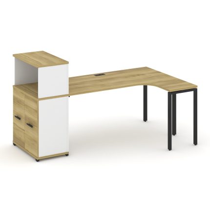 Concept Стол эргономичный с опорным распаш. шкафом с надставкой низ.  CN.SA-214(R) B Дуб Винченцо/Бе