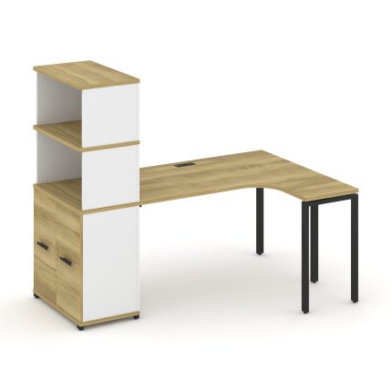 Concept Стол эргономичный с опорным распаш. шкафом с надставкой выс.  CN.SA-215(R) B Дуб Винченцо/Бе