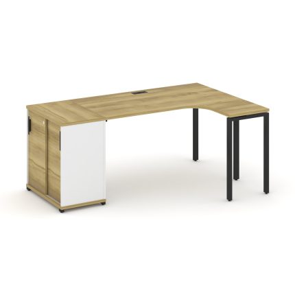 Concept Стол эргономичный с опорным шкафом-купе  CN.SA-217(R) B Дуб Винченцо/Белый Бриллиант/Металл