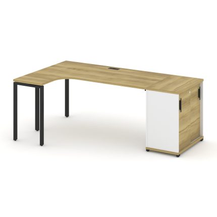 Concept Стол эргономичный с опорным шкафом-купе  CN.SA-218(L) B Дуб Винченцо/Белый Бриллиант/Металл