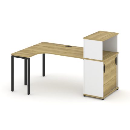 Concept Стол эргономичный с опорным шкафом-купе с надставкой низ.  CN.SA-219(L) B Дуб Винченцо/Белый