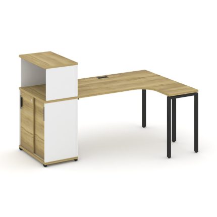 Concept Стол эргономичный с опорным шкафом-купе с надставкой низ.  CN.SA-219(R) B Дуб Винченцо/Белый