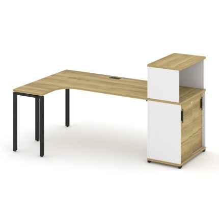 Concept Стол эргономичный с опорным шкафом-купе с надставкой низ.  CN.SA-220(L) B Дуб Винченцо/Белый
