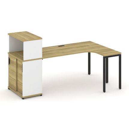 Concept Стол эргономичный с опорным шкафом-купе с надставкой низ.  CN.SA-220(R) B Дуб Винченцо/Белый