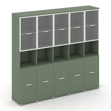 Concept Шкаф 5 узких секции, 5 ниш CN.STU-553 RPW W Кобо/Металл Белый/Прозрачный 2084*420*1922