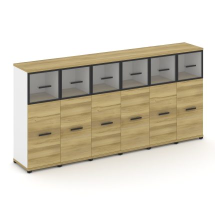 Concept Шкаф 6 узких секций, 3 ниши CN.STU-364 RPB B Дуб Винченцо/Белый Бриллиант/Металл Черный/Проз