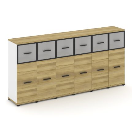 Concept Шкаф 6 узких секций, 3 ниши CN.STU-364 RMB B Дуб Винченцо/Белый Бриллиант/Металл Черный/Сати