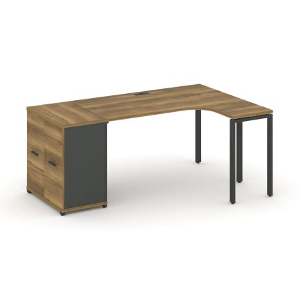 Concept Стол эргономичный с опорным распаш. шкафом CN.SA-210(R) A Сандал Янтарный/Антрацит/Металл Ан