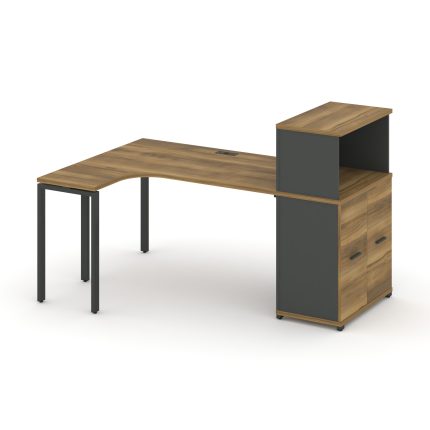 Concept Стол эргономичный с опорным распаш. шкафом с надставкой низ.  CN.SA-214(L) A Сандал Янтарный