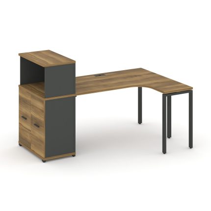 Concept Стол эргономичный с опорным распаш. шкафом с надставкой низ.  CN.SA-214(R) A Сандал Янтарный