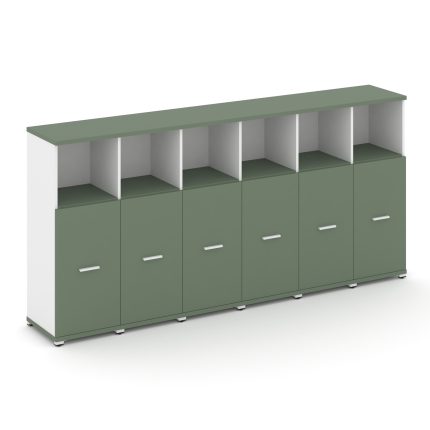 Concept Шкаф 6 узких секций, 3 ниши CN.STU-363 W Кобо/Белый Бриллиант/Металл Белый 2500*420*1186