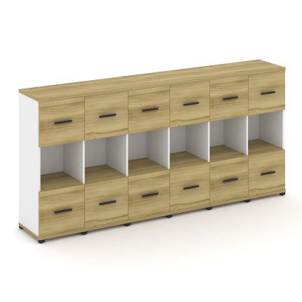 Concept Шкаф 6 узких секций, 3 ниши CN.STU-365 B Дуб Винченцо/Белый Бриллиант/Металл Черный 2500*420