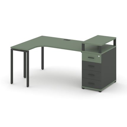 Concept Стол эргономичный CN.SA-406(L) A Кобо/Антрацит/Металл Антрацит 2000*1180*917