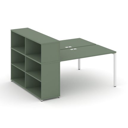 Concept Рабочая станция с опорным стеллажом с надставкой низ. CN.DRS-209 Кобо/Металл Белый 1400*1480