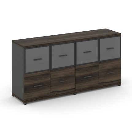 Concept Шкаф 2 широкие секции, 2 нишии CN.STS-222 RPB A Дуб Мали/Антрацит/Металл Антрацит/Прозрачный