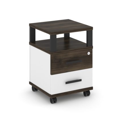 Concept Тумба мобильная 2 ящ. с надставкой CN.TUM-002 B Дуб Мали/Белый Бриллиант/Металл Черный 420*4