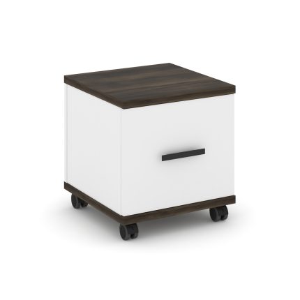 Concept Тумба мобильная 1 распаш. фасад CN.TUM-007 B Дуб Мали/Белый Бриллиант/Металл Черный 420*420*