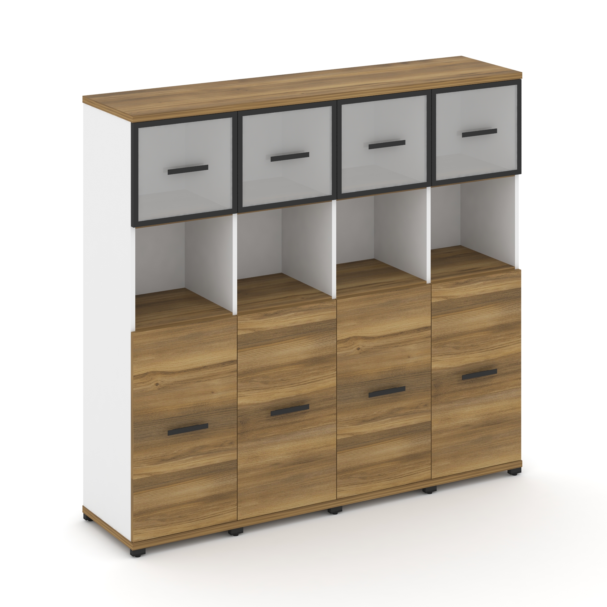 Concept Шкаф 4 узкие секции, 4 ниши CN.STU-445 RMB B Сандал Янтарный/Белый Бриллиант/Металл Черный/С