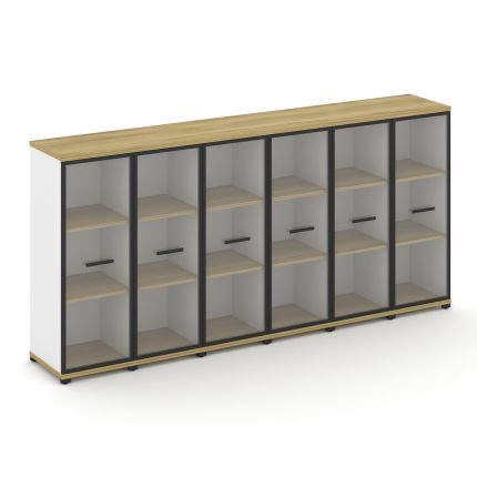 Concept Шкаф 6 узких секций, 3 ниши CN.STU-366 RPB B Дуб Винченцо/Белый Бриллиант/Металл Черный/Проз