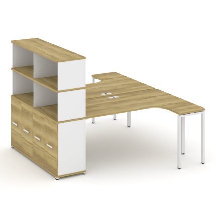 Concept Рабочая станция с опорным распаш. шкафом с надставкой выс. CN.DSA-216 W Дуб Винченцо/Белый Б