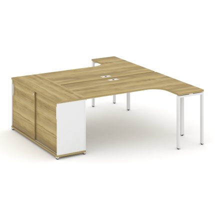 Concept Рабочая станция с опорным шкафом-купе CN.DSA-218 W Дуб Винченцо/Белый Бриллиант/Металл Белый
